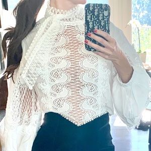 REVOLVE White Lace Top